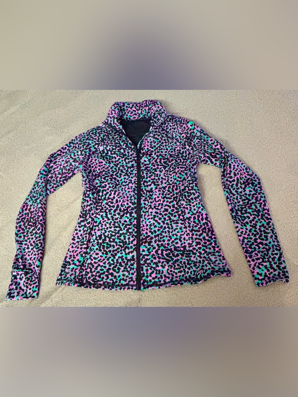 Fabletics Women's Leopard Print Zip-Up Jacket - Pink & Teal